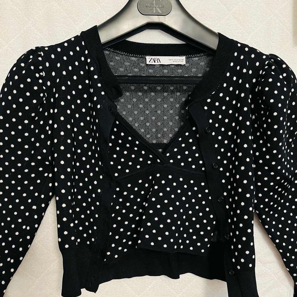 Zara polka dot knit tank set